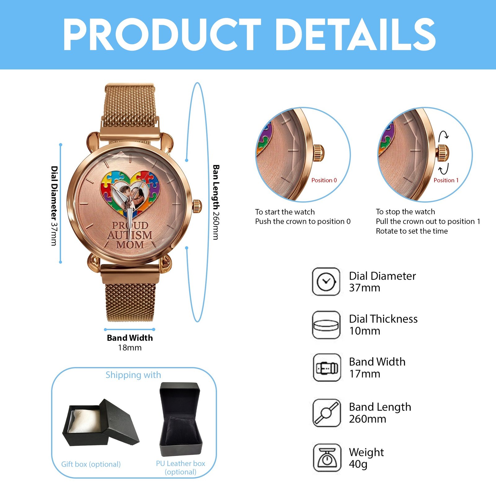 Autism Mesh Strap Quartz Watch : Proud Autism Mom - Image 3