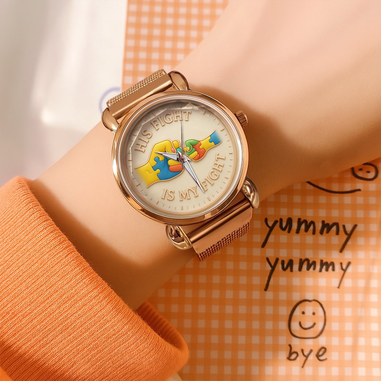 Autism Mesh Strap Quartz Watch : His Fight Is My Fight - Image 2