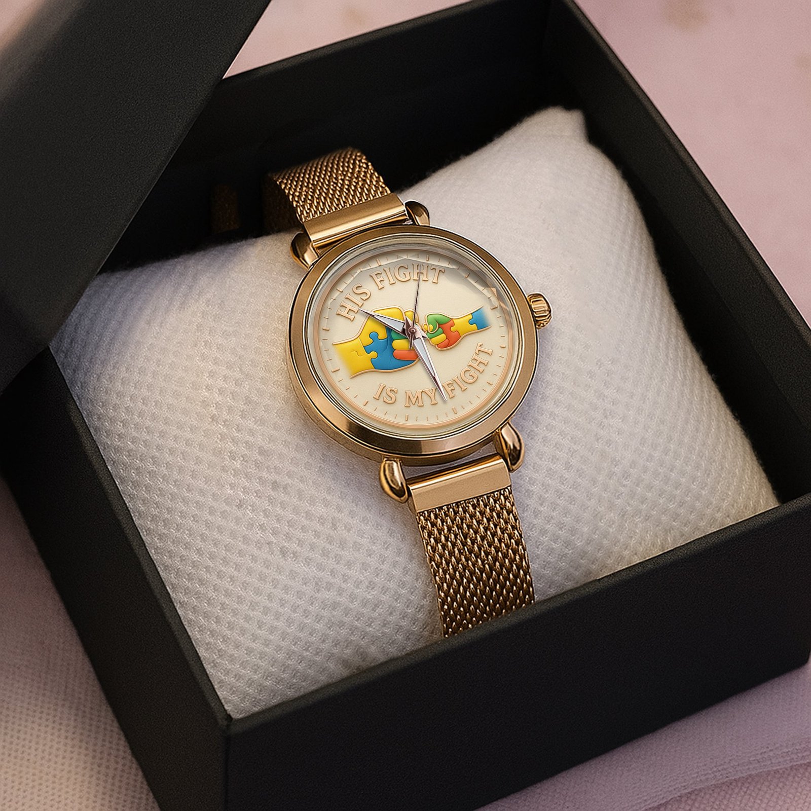 Autism Mesh Strap Quartz Watch : His Fight Is My Fight