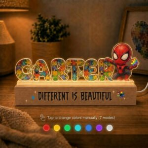 Personalized Autism LED Name Light – Custom 7-Color Changing Kids Room Decor